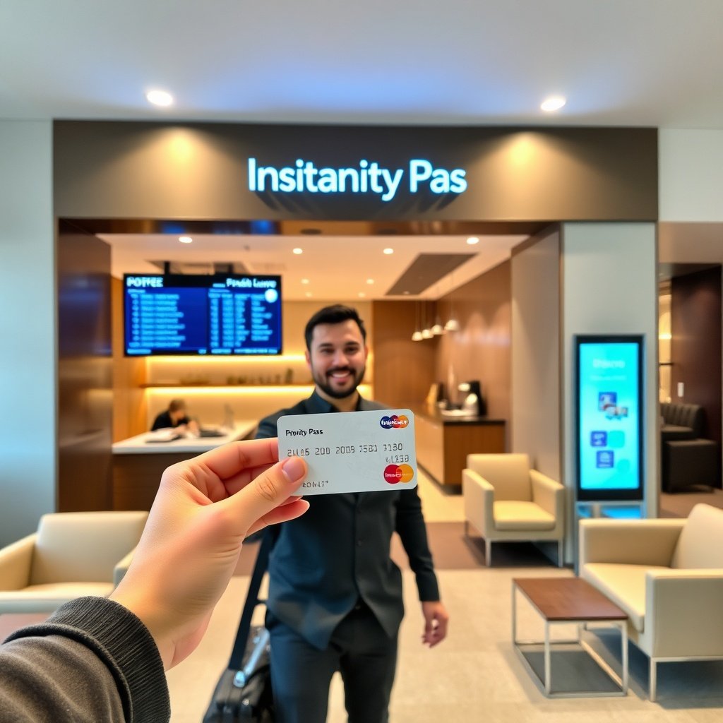 Istanbul Airport lounge guide: traveler accessing Priority Pass lounge with modern seating and coffee bar