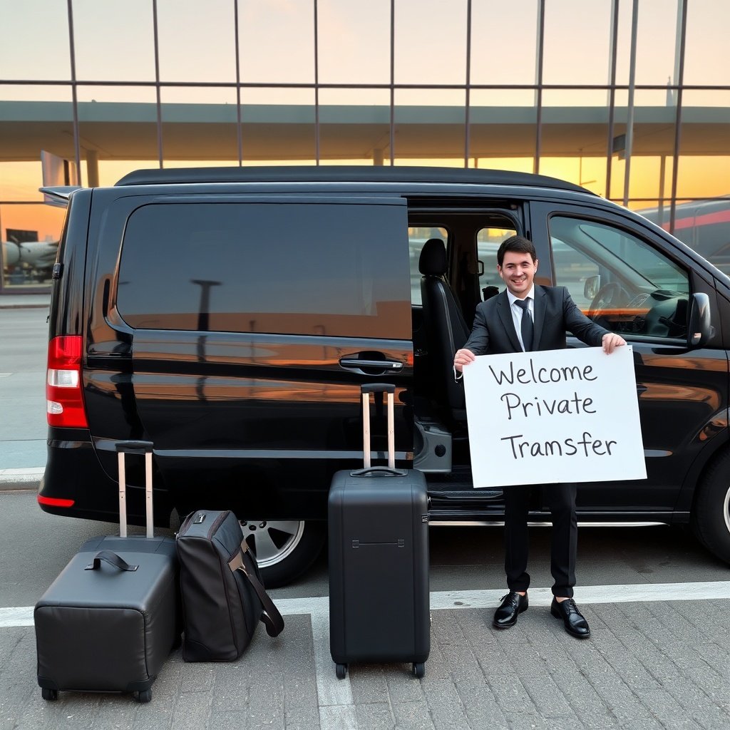 Istanbul airport transfer with a private luxury van waiting for passengers at Sabiha Gökçen Airport