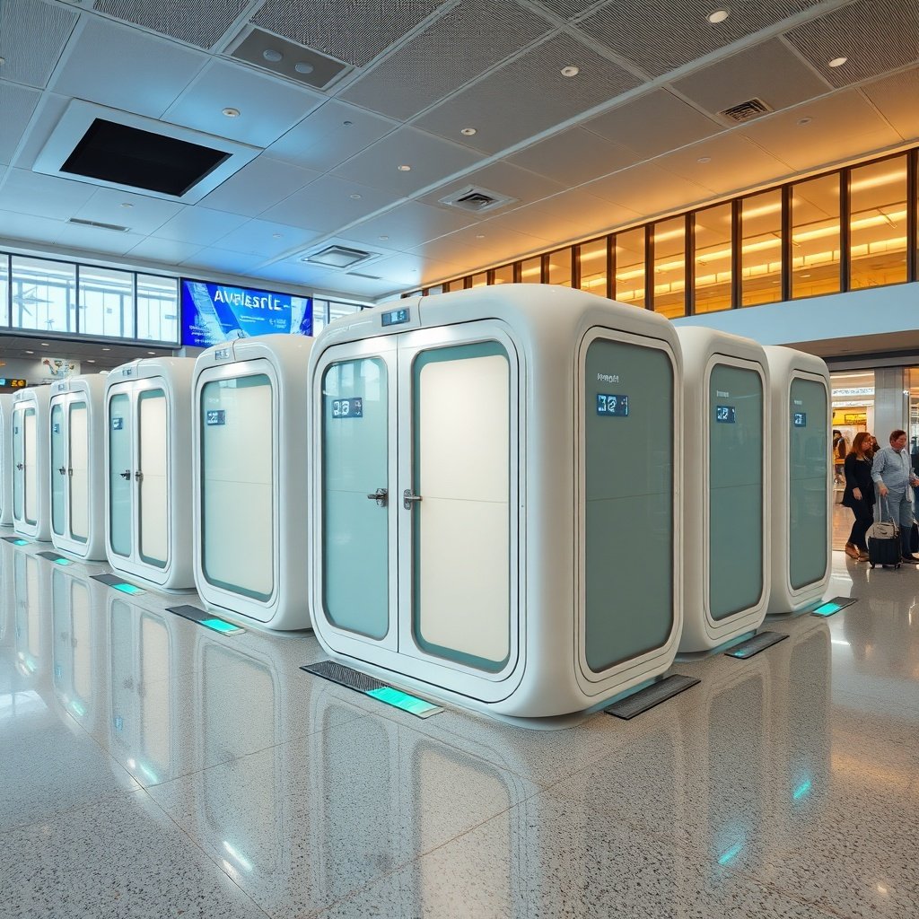 Strategically located istanbul airport sleeping pods provide airside passengers with easy access to short-term rest facilities right in the main transit terminal.